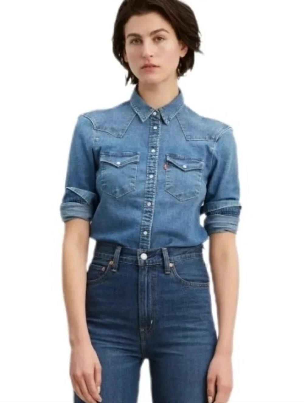 Levi's Shirt Ultimate Denim Button Up Longsleeve 100% Cotton Blue Plus Size 2X - Picture 9 of 16